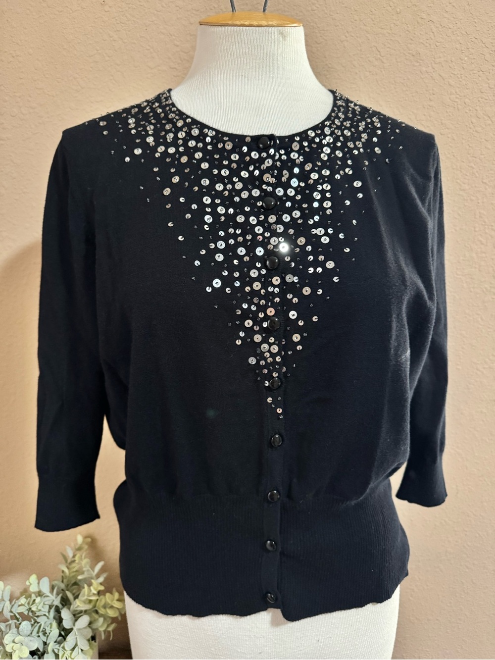 Apt. 9 Black Sequin Embellished Women's Sweater